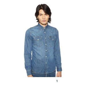 LEE DAYDREAMER Western Slim Fit Button Up Denim Shirt Blue Size Small NWT